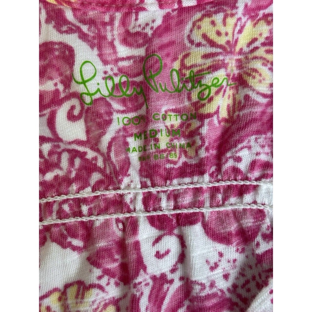 Lilly Pulitzer Gale Tunic Style Tank Top Pink/Yellow Floral Women's M #34065 - Picture 5 of 7